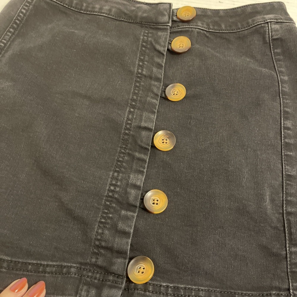 Free People Little Daisies Black Denim Mini Skirt Short Buttons Women's Size 8 - Picture 3 of 12